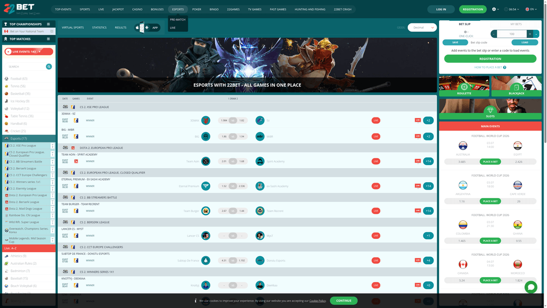 22Bet — betting site