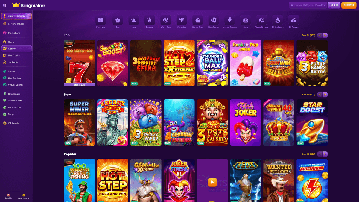 Kingmaker casino lobby